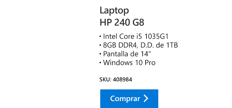 Intel Core i5 1035G1 8GB DDR4, D.D. de 1TB Pantalla de 14 Windows 10 Pro
